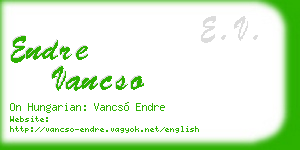 endre vancso business card